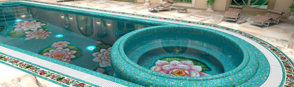 Красивая отделка бассейна в Красноярске керамической плиткой, мозаикой и качественной ПВХ плёнкой теперь доступна каждому владельцу стационарного водоёма!